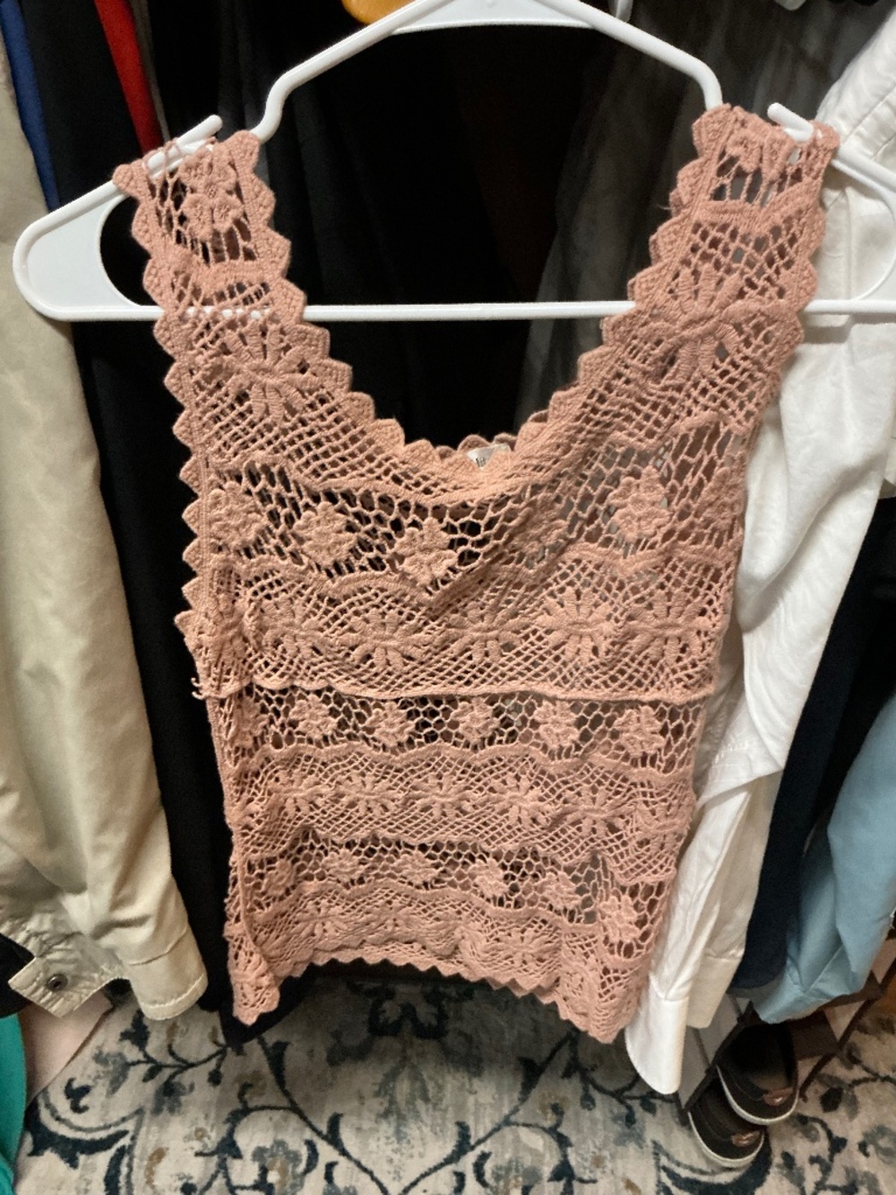 Tan solitaire see through knitted top